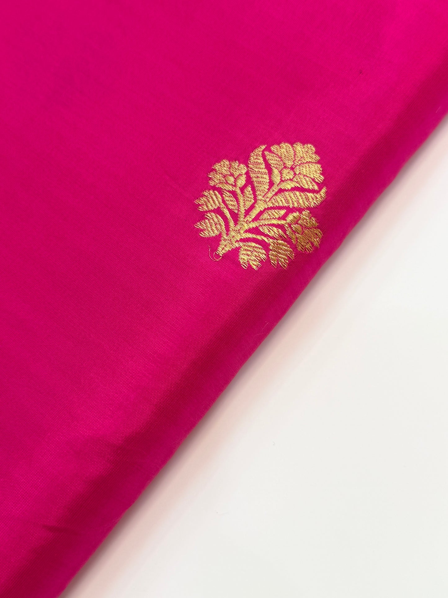 Handwoven Fuchia Pink Color Katan Silk Fabrics