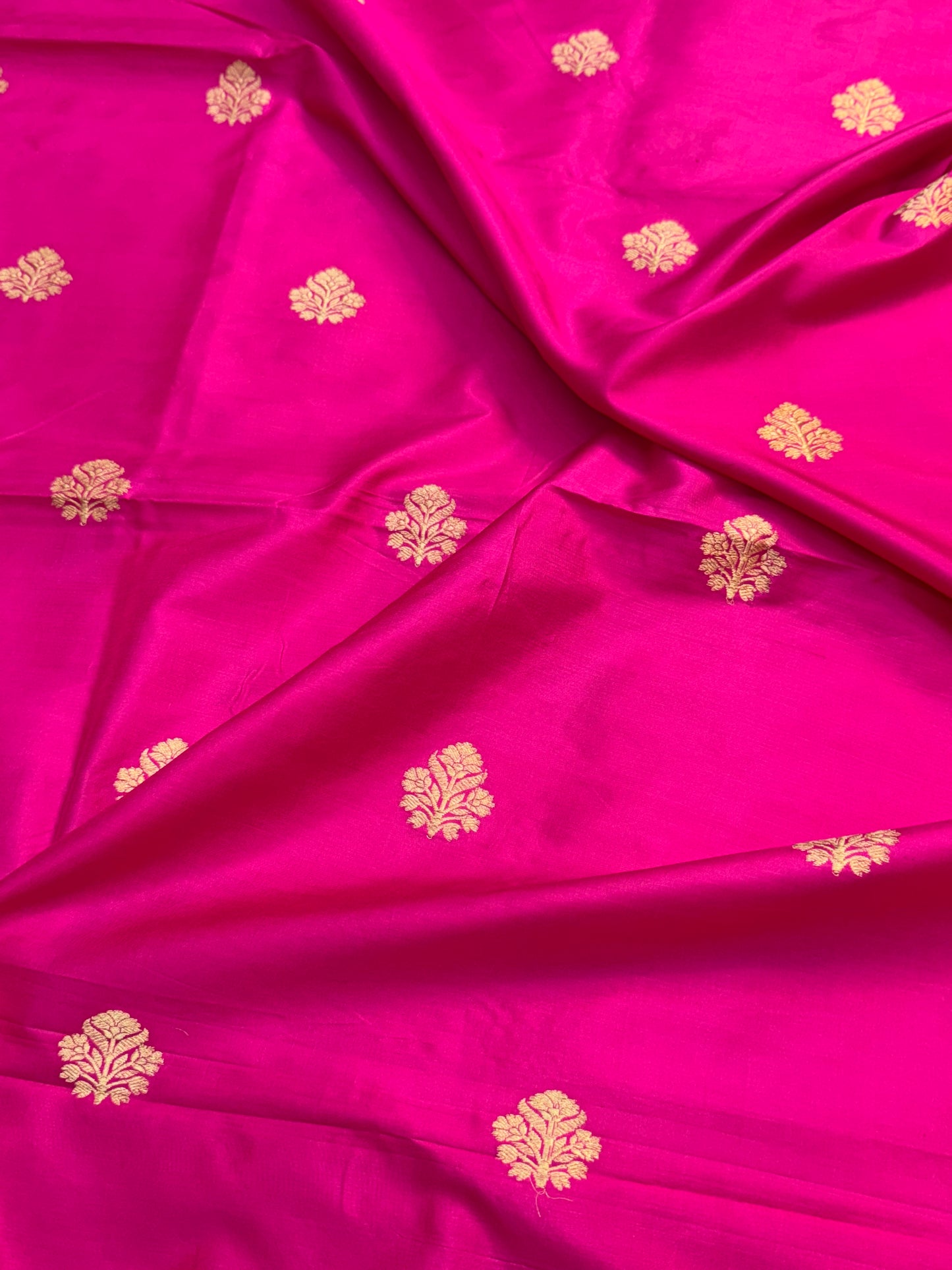 Handwoven Fuchia Pink Color Katan Silk Fabrics