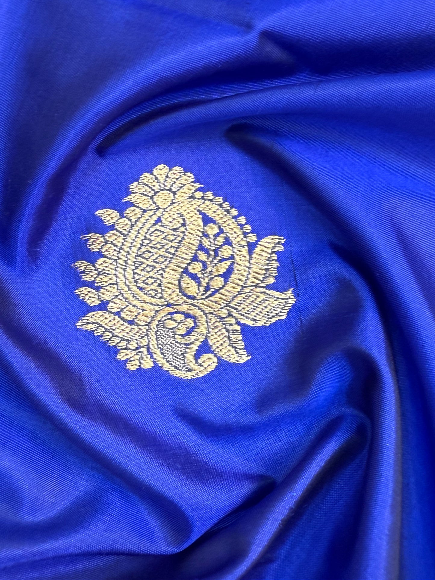 Handwoven Navy Blue Katan Silk Fabrics