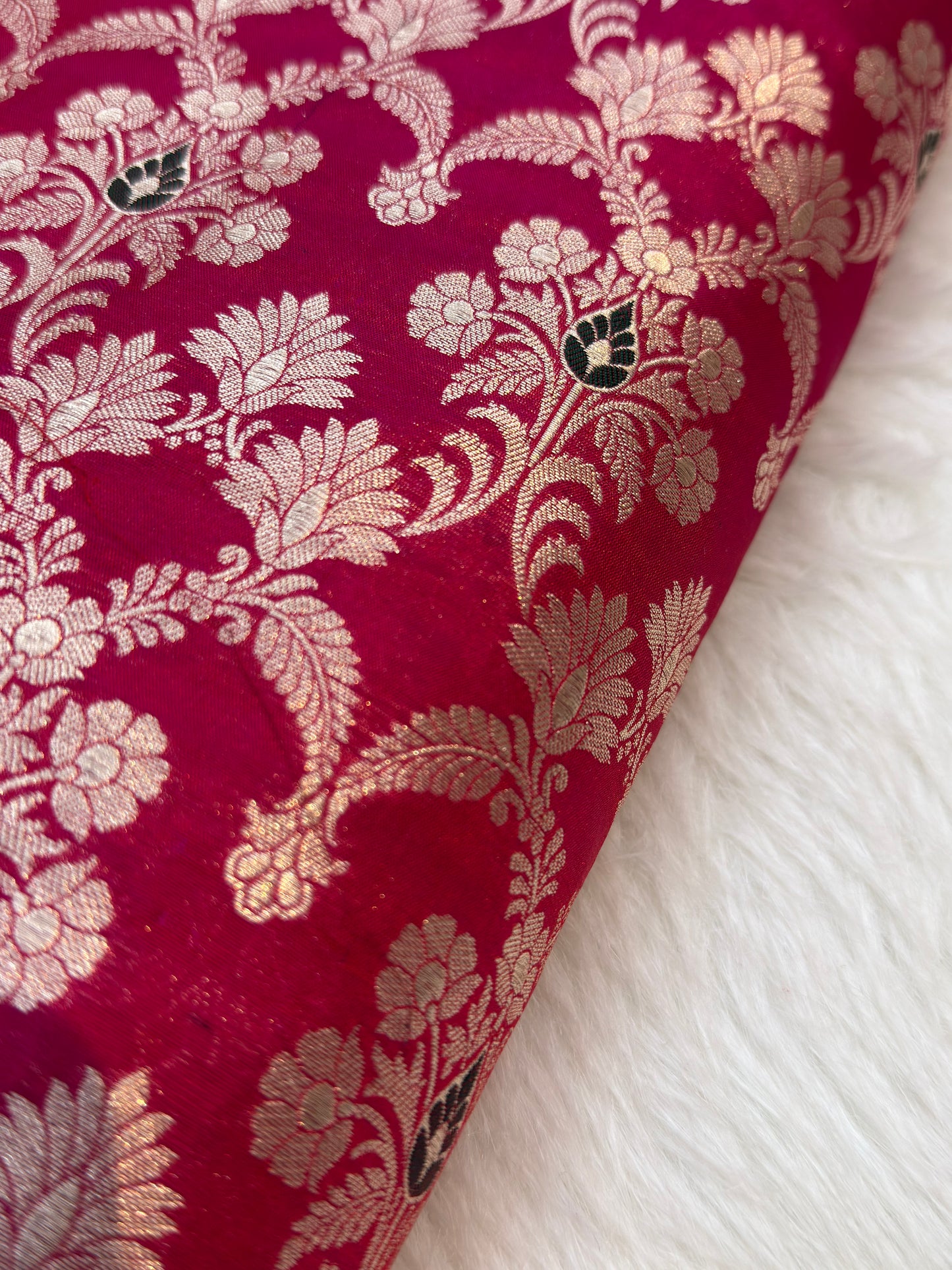 Pure Banarasi Brocade Rani Pink Colour Fabrics