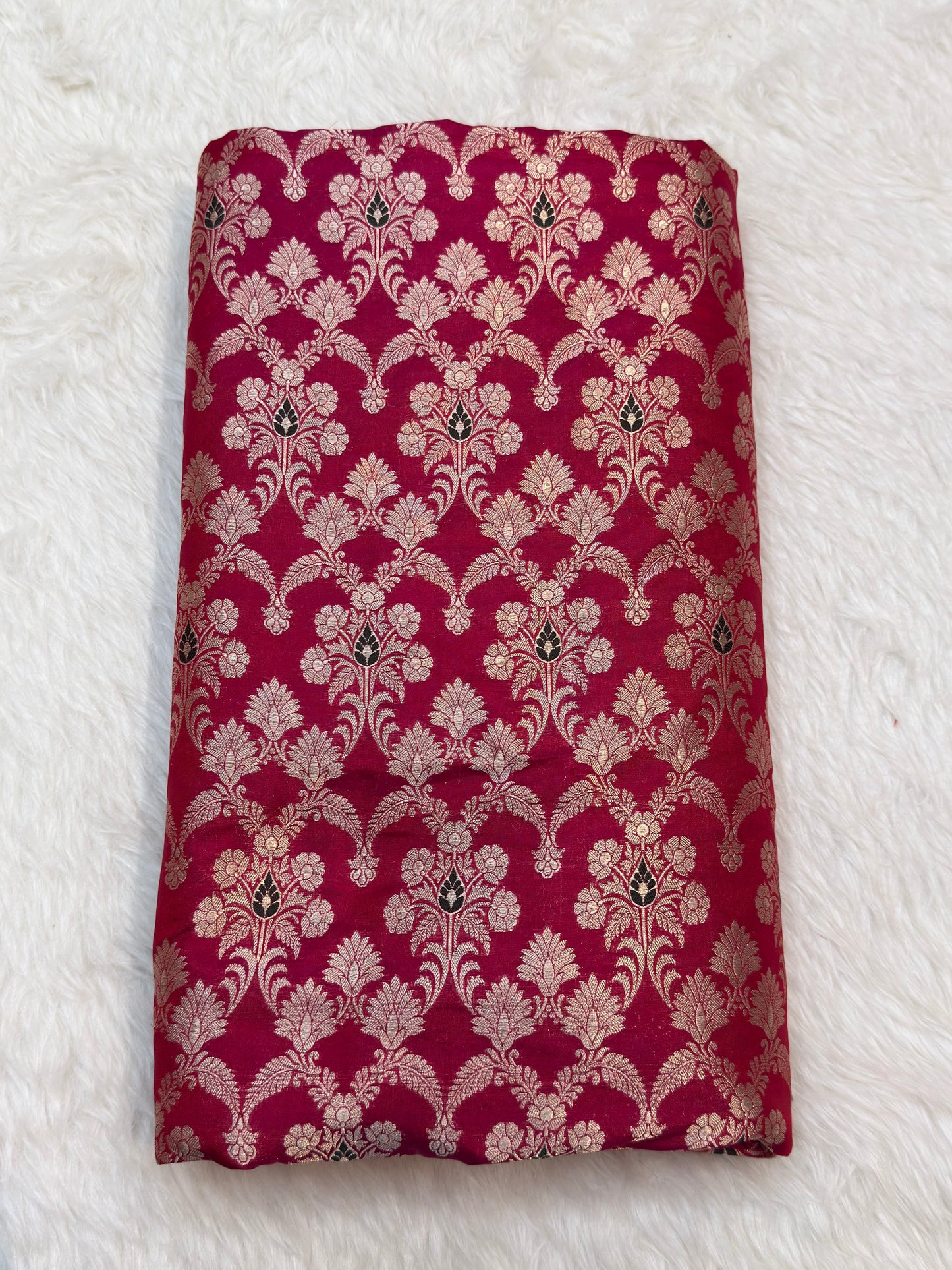 Pure Banarasi Brocade Rani Pink Colour Fabrics