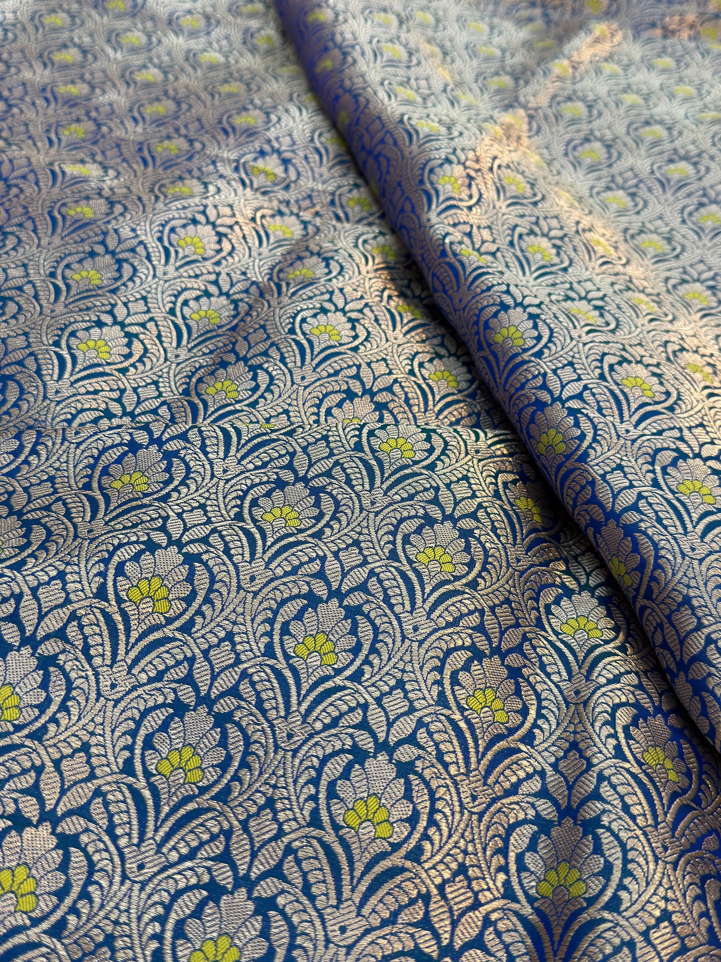 Pure Banarasi Brocade Royal Blue Colour Fabrics