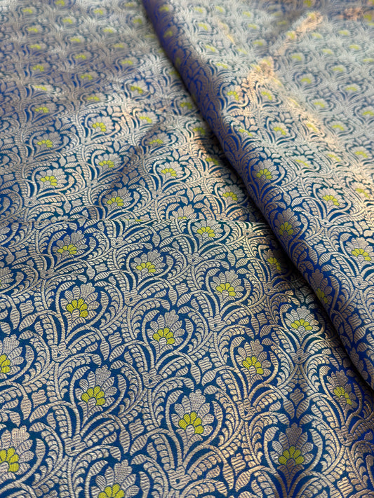 Pure Banarasi Brocade Royal Blue Colour Fabrics