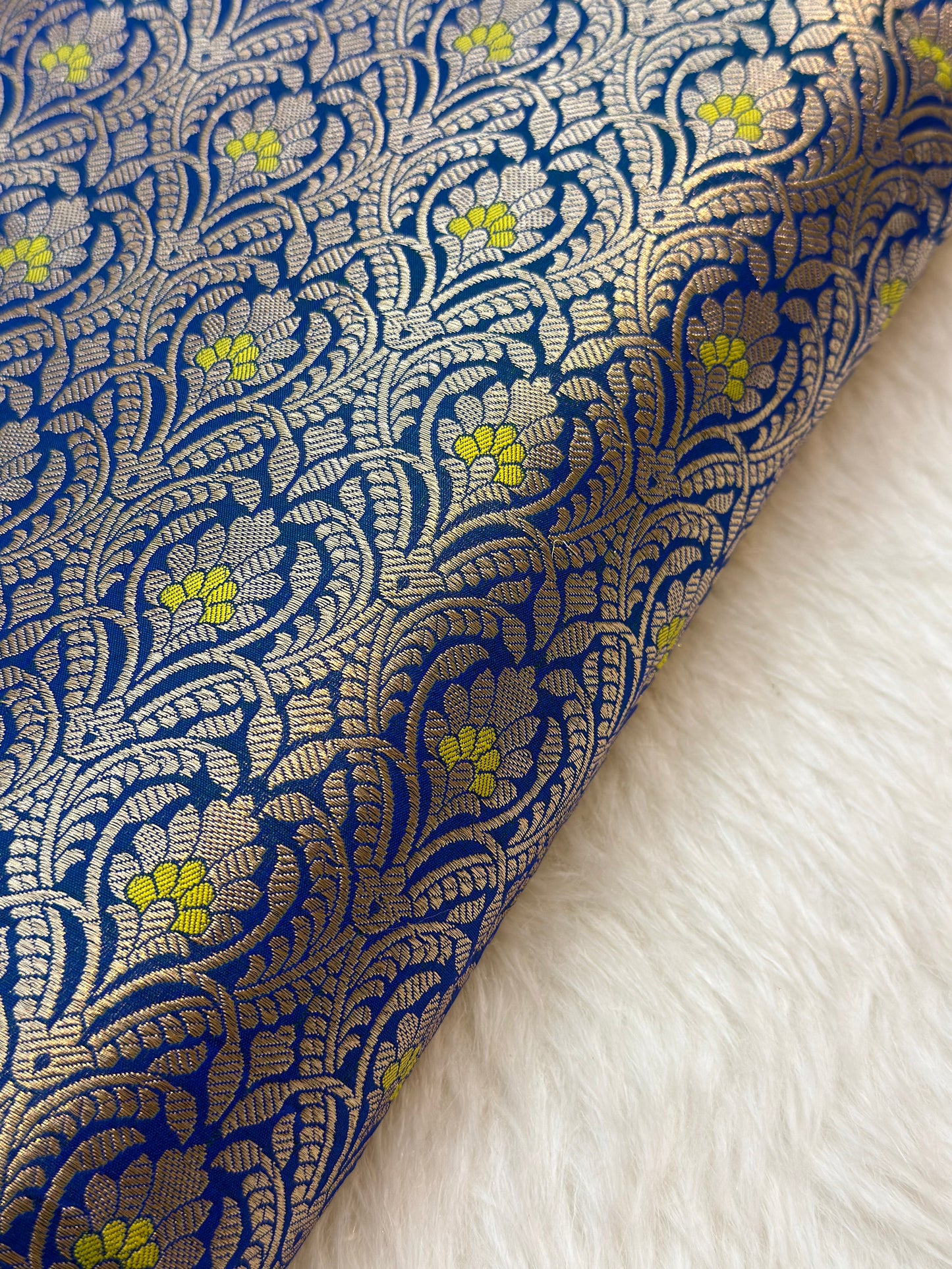 Pure Banarasi Brocade Royal Blue Colour Fabrics