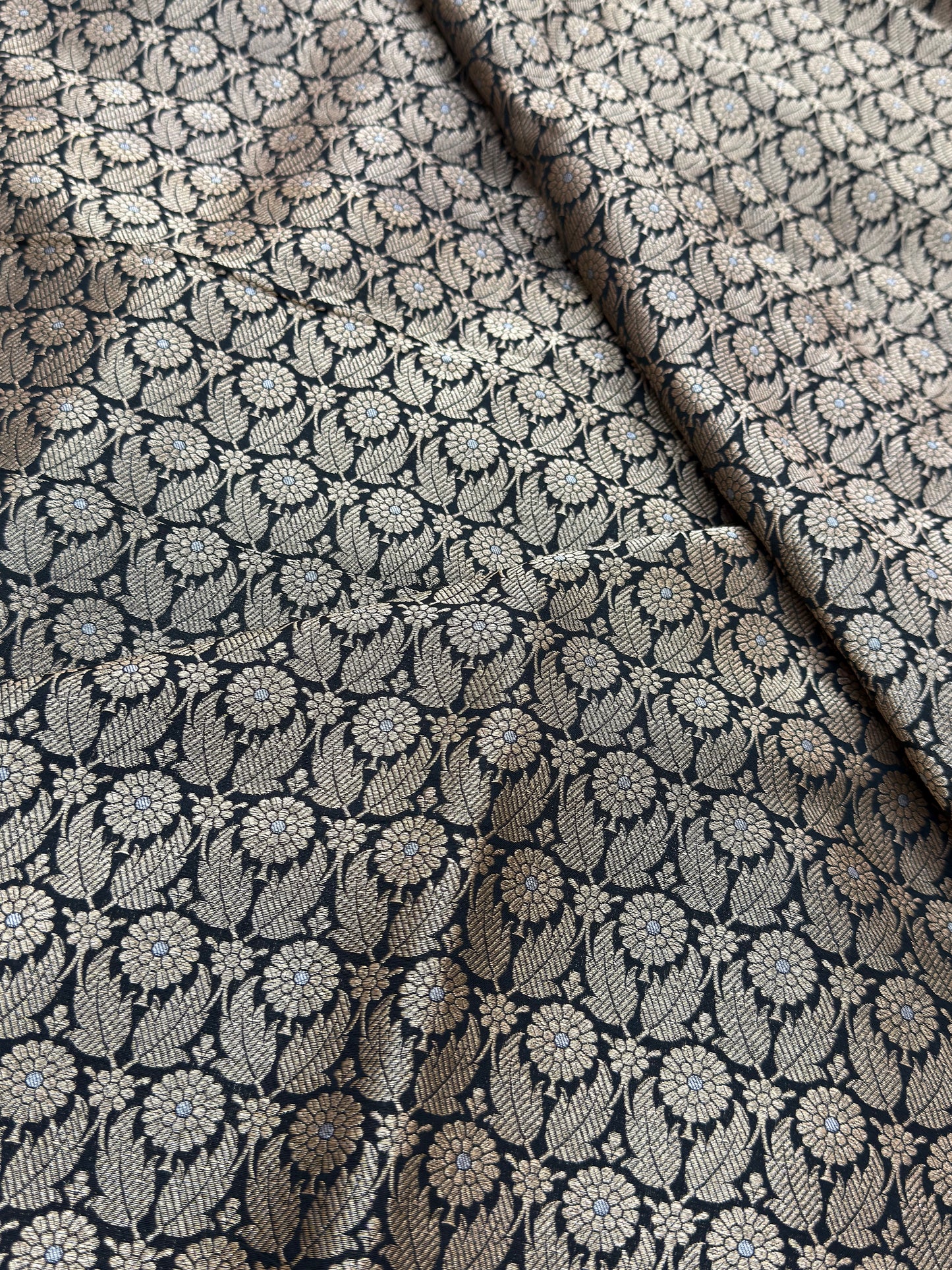 Pure Banarasi Brocade Black Colour Fabrics