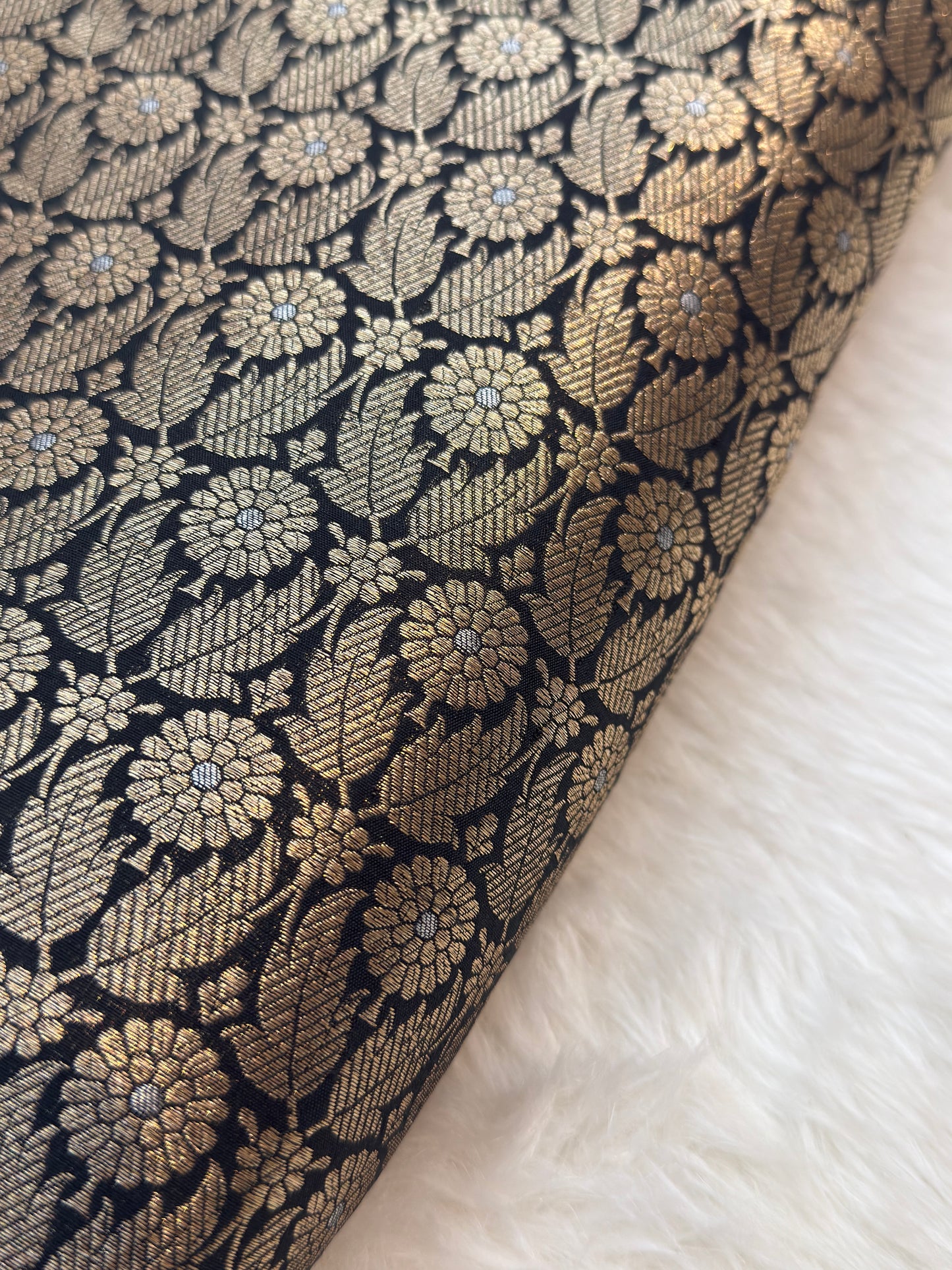 Pure Banarasi Brocade Black Colour Fabrics