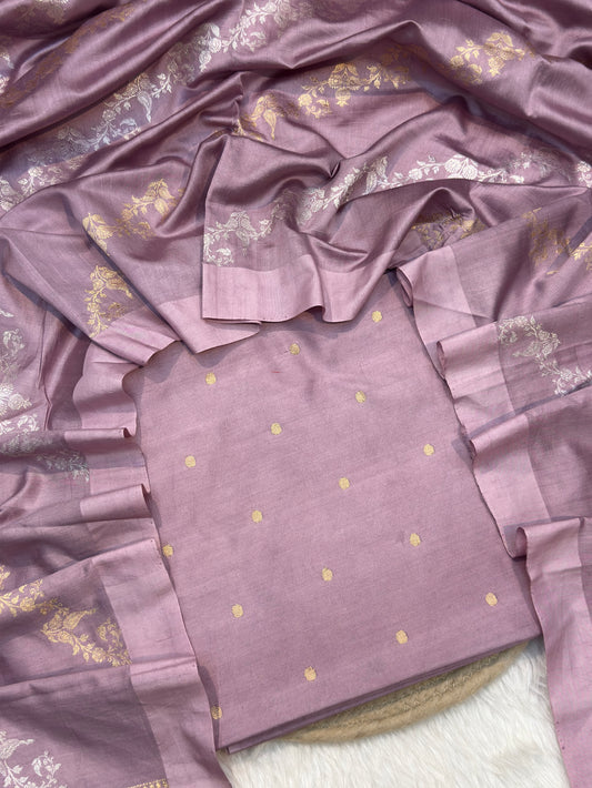 Mauve Colour Pure Chinya Silk Suit Set