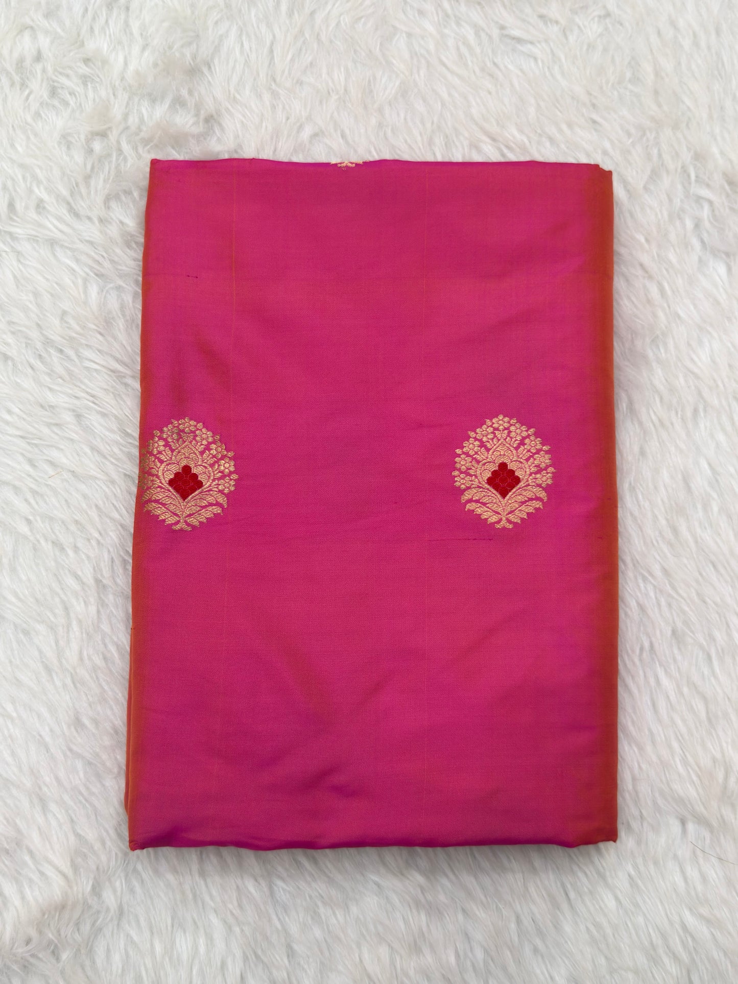 Handwoven Fuchia Pink Colour Katan Silk Fabrics