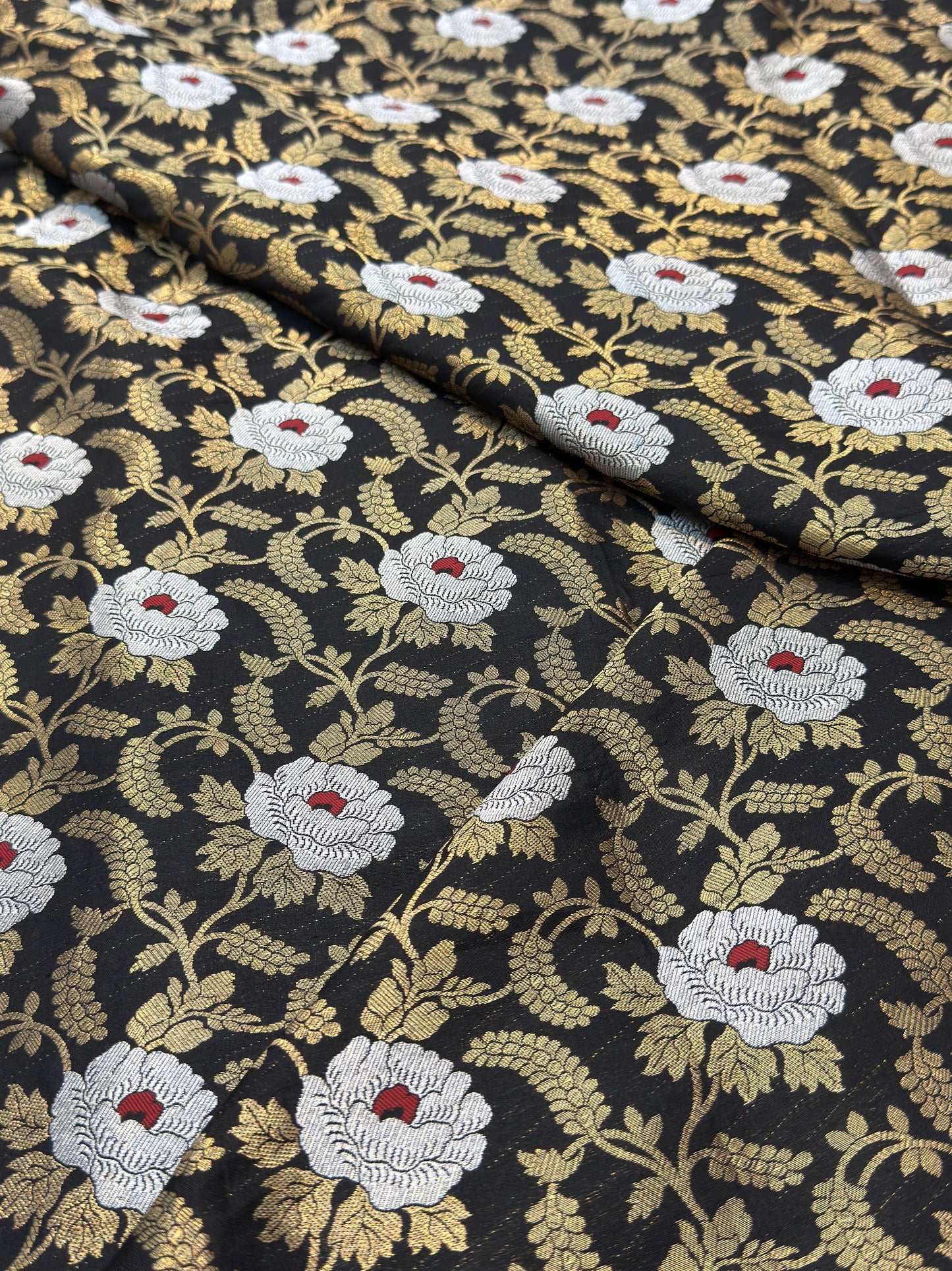Pure Banarasi  Brocade Black Color Fabrics