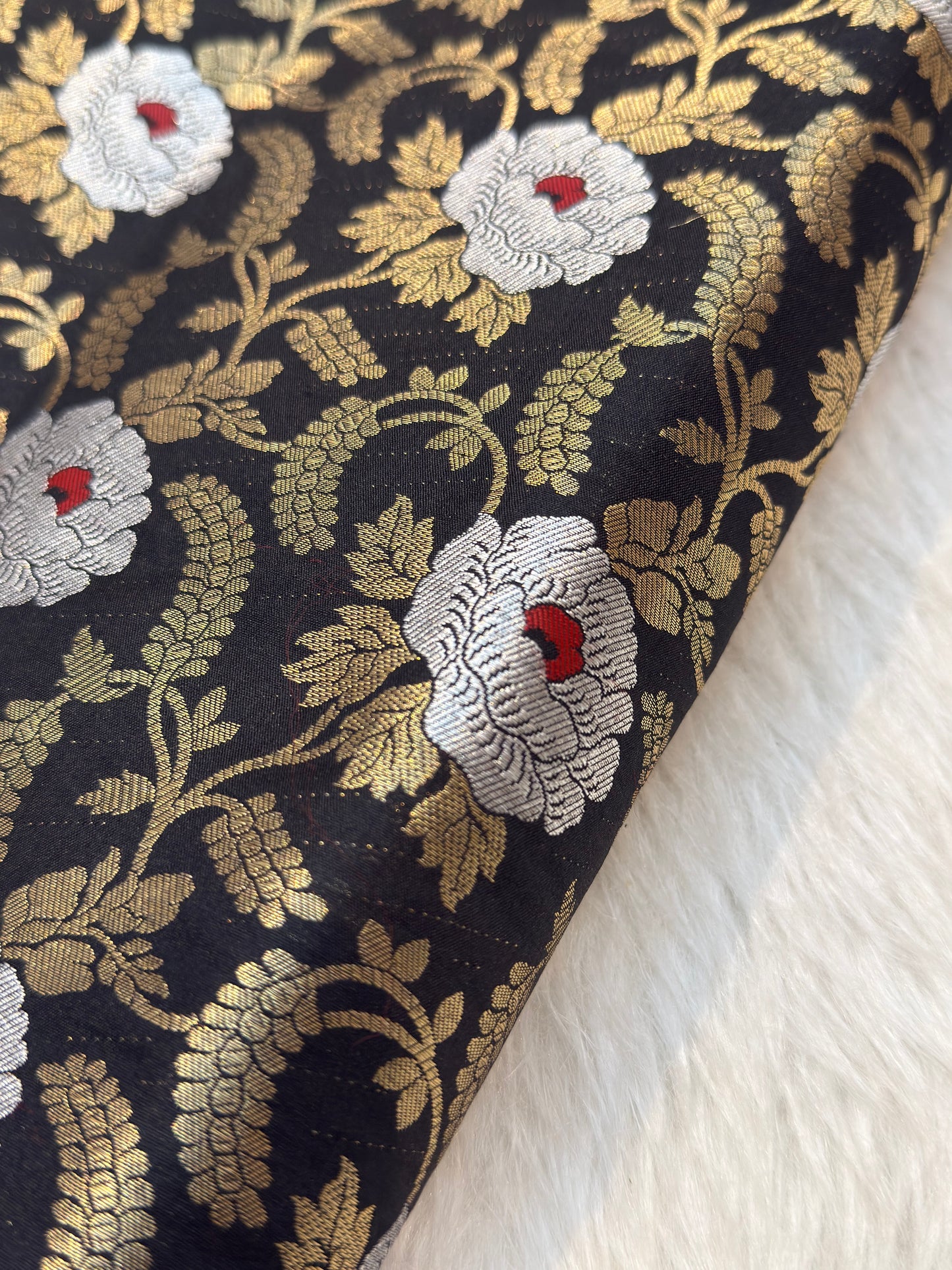 Pure Banarasi  Brocade Black Color Fabrics