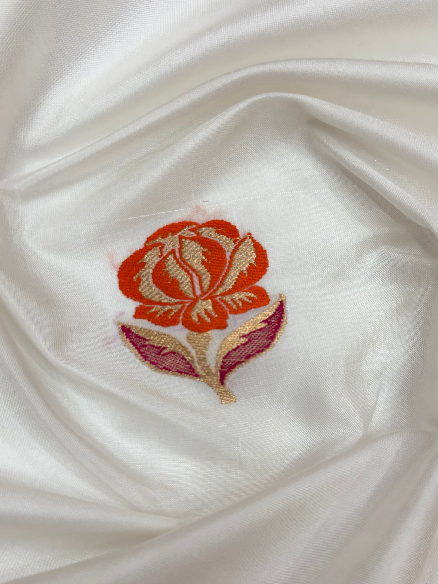 Handwoven White Color Katan silk Fabrics