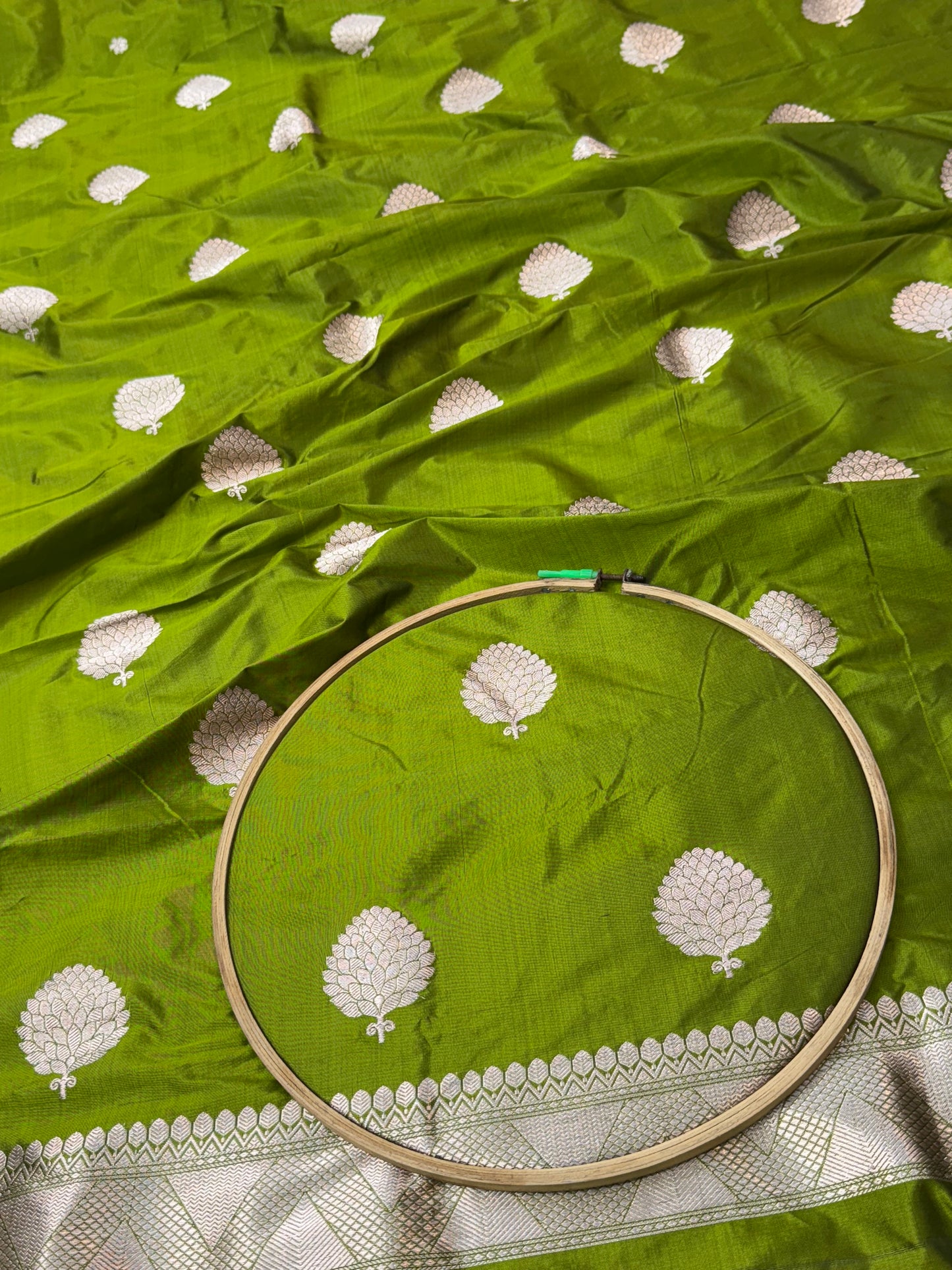 HANDWOVEN MEHANDI COLOR KATAN SUIT SET