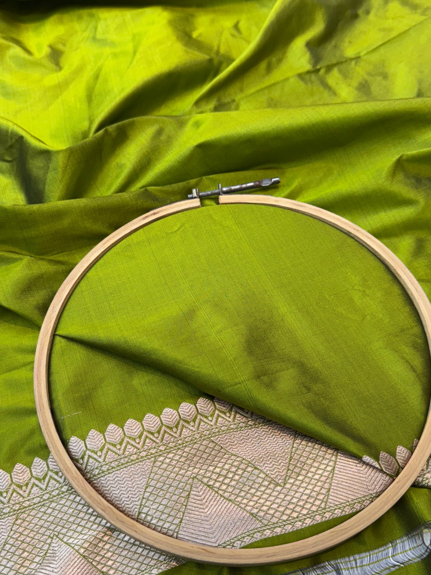 Handwoven Mehandi Green Colour Katan Silk Suit Set