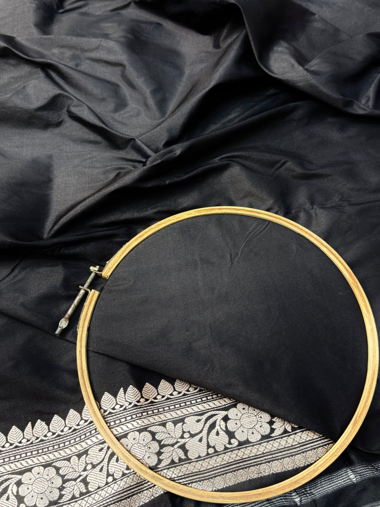 Handwoven Black Color Katan Suit Set