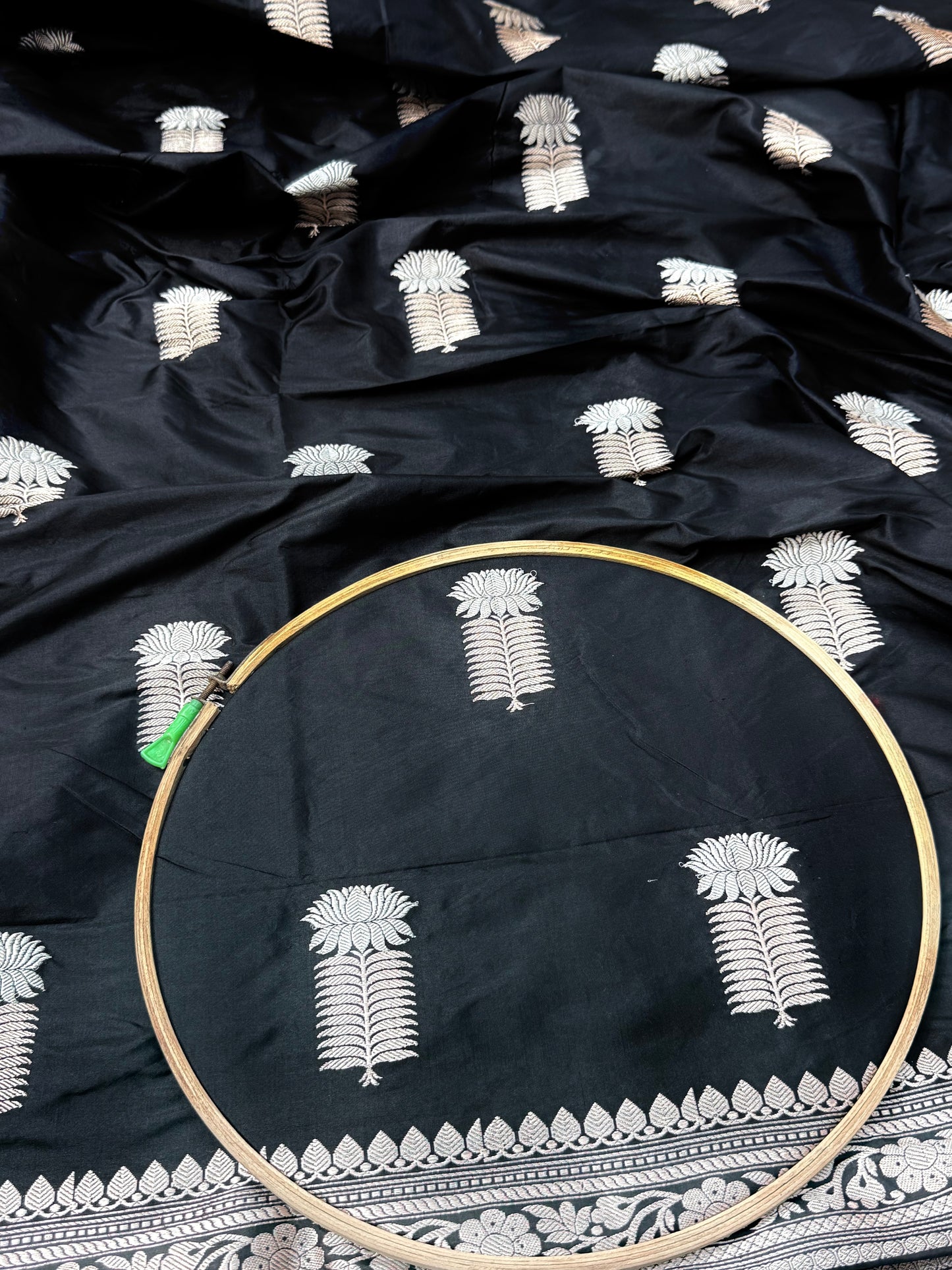 Handwoven Black Color Katan Suit Set