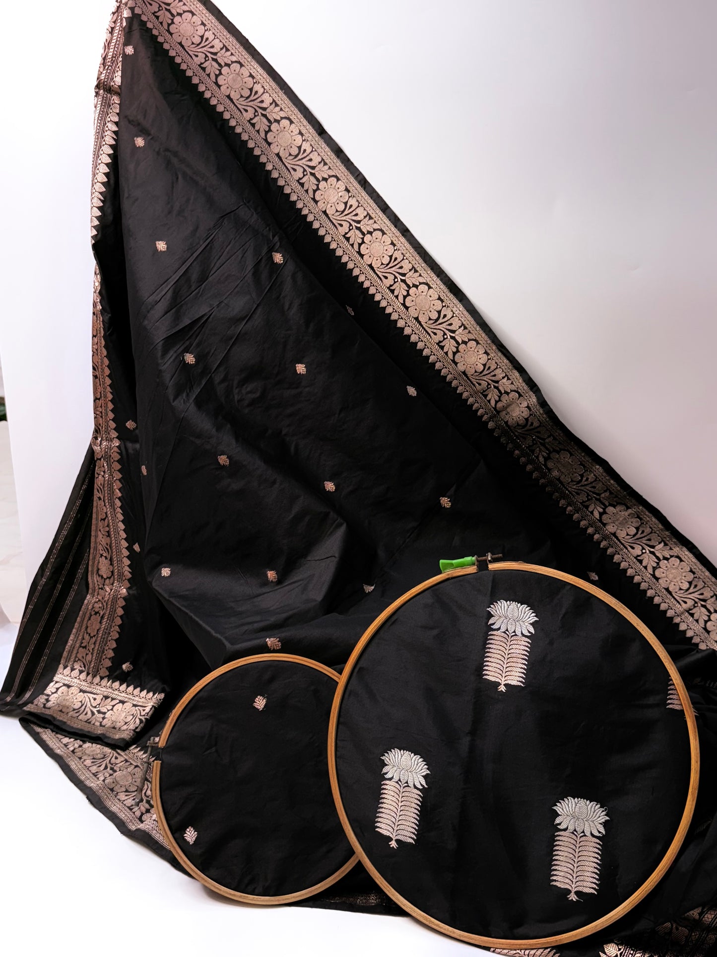 Handwoven Black Color Katan Suit Set