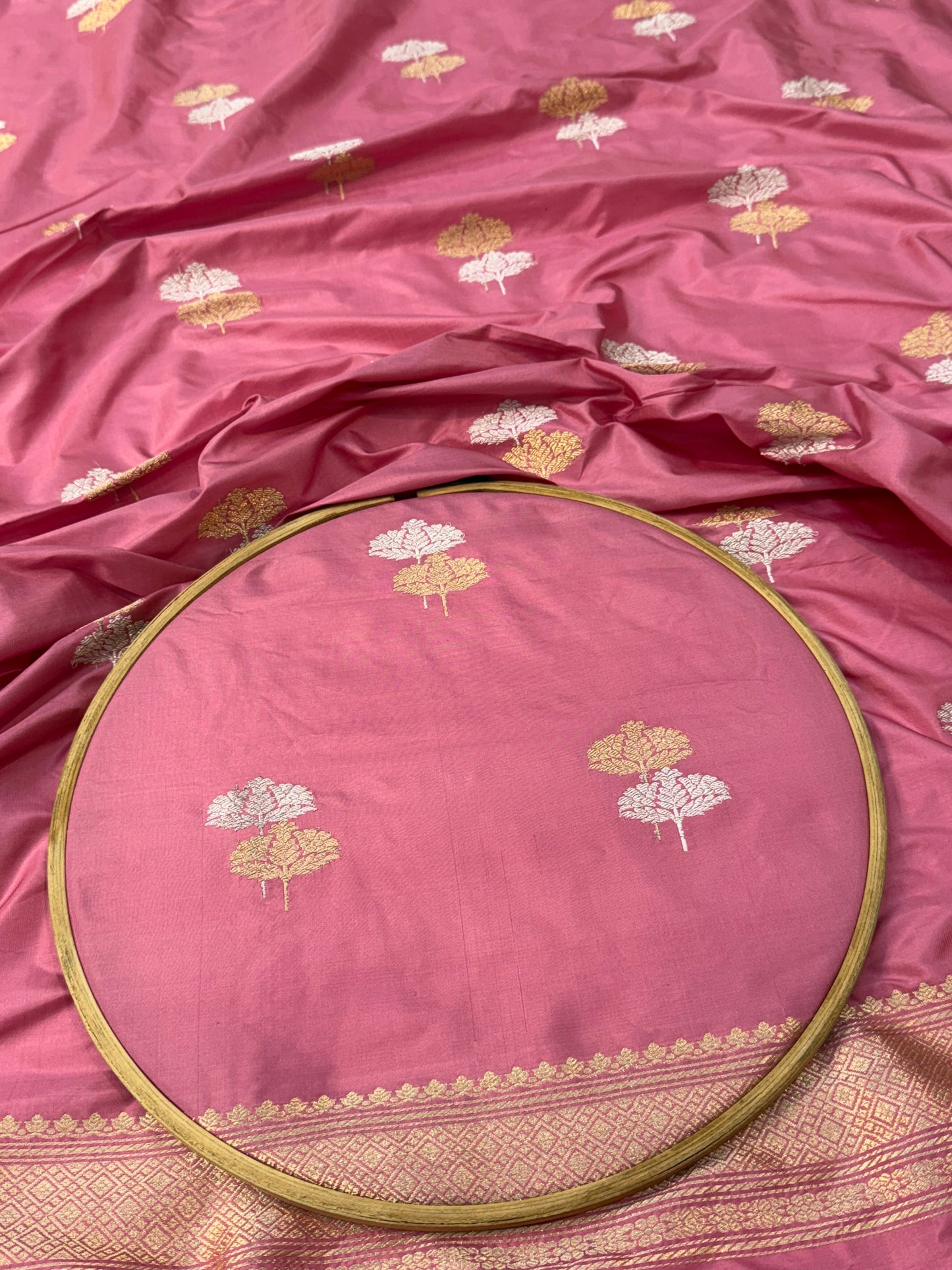 HANDWOVEN BABY PINK COLOR KATAN SUIT SET