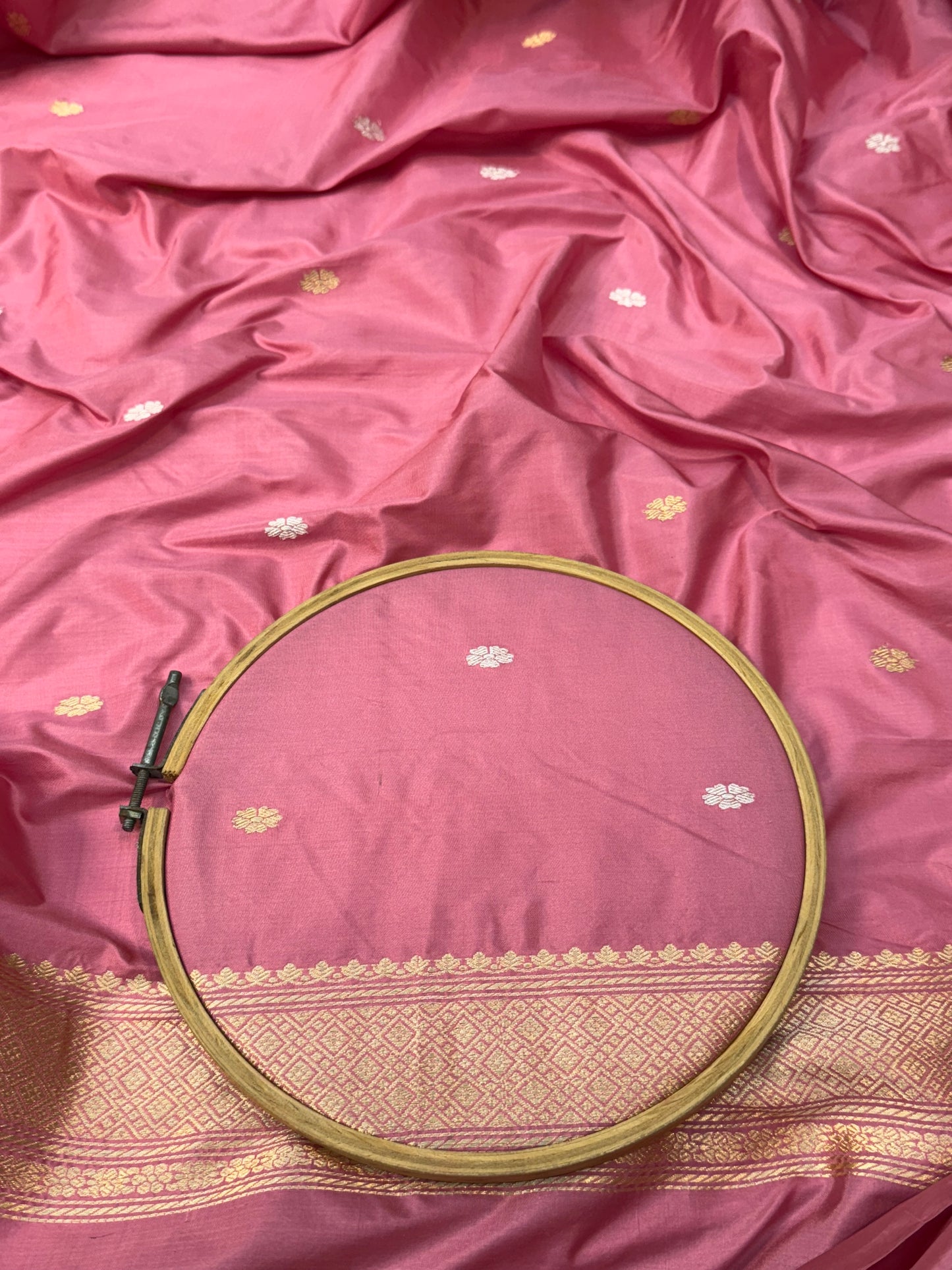 HANDWOVEN BABY PINK COLOR KATAN SUIT SET