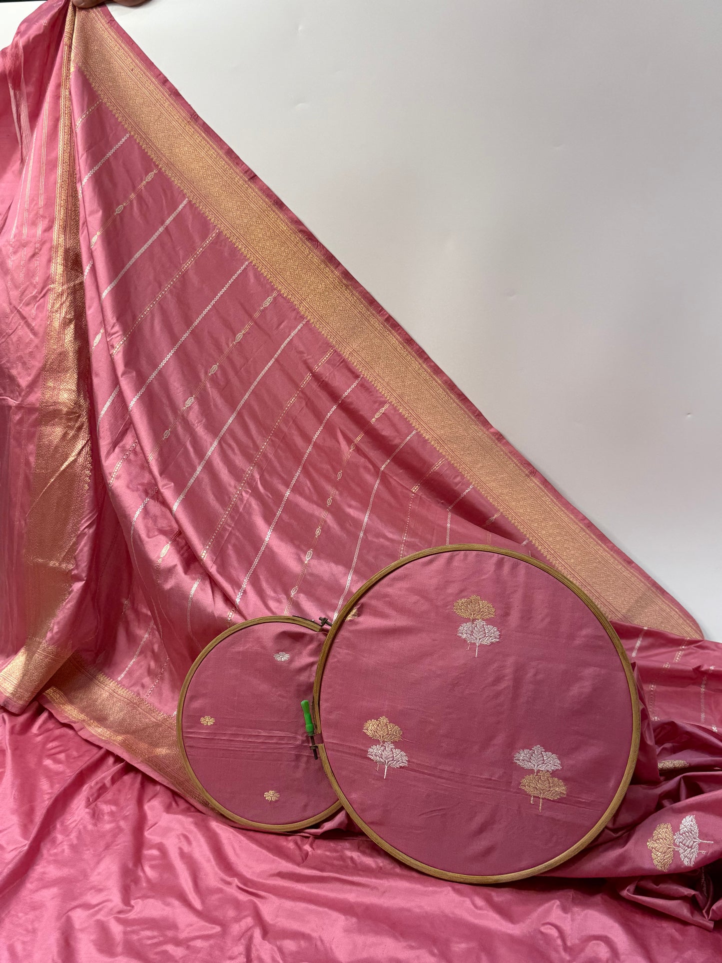 HANDWOVEN BABY PINK COLOR KATAN SUIT SET