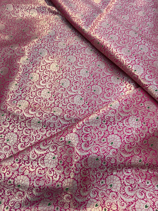 Rani Pink Colour Blended Brocade Fabrics