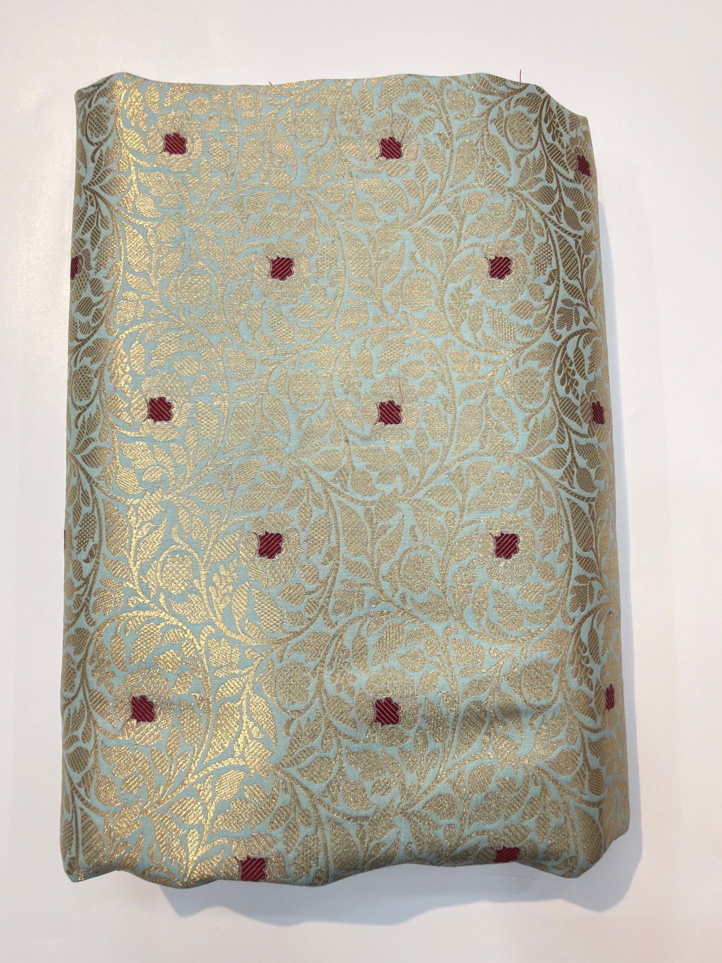 Sky Blue Colour Blended Brocade Fabrics