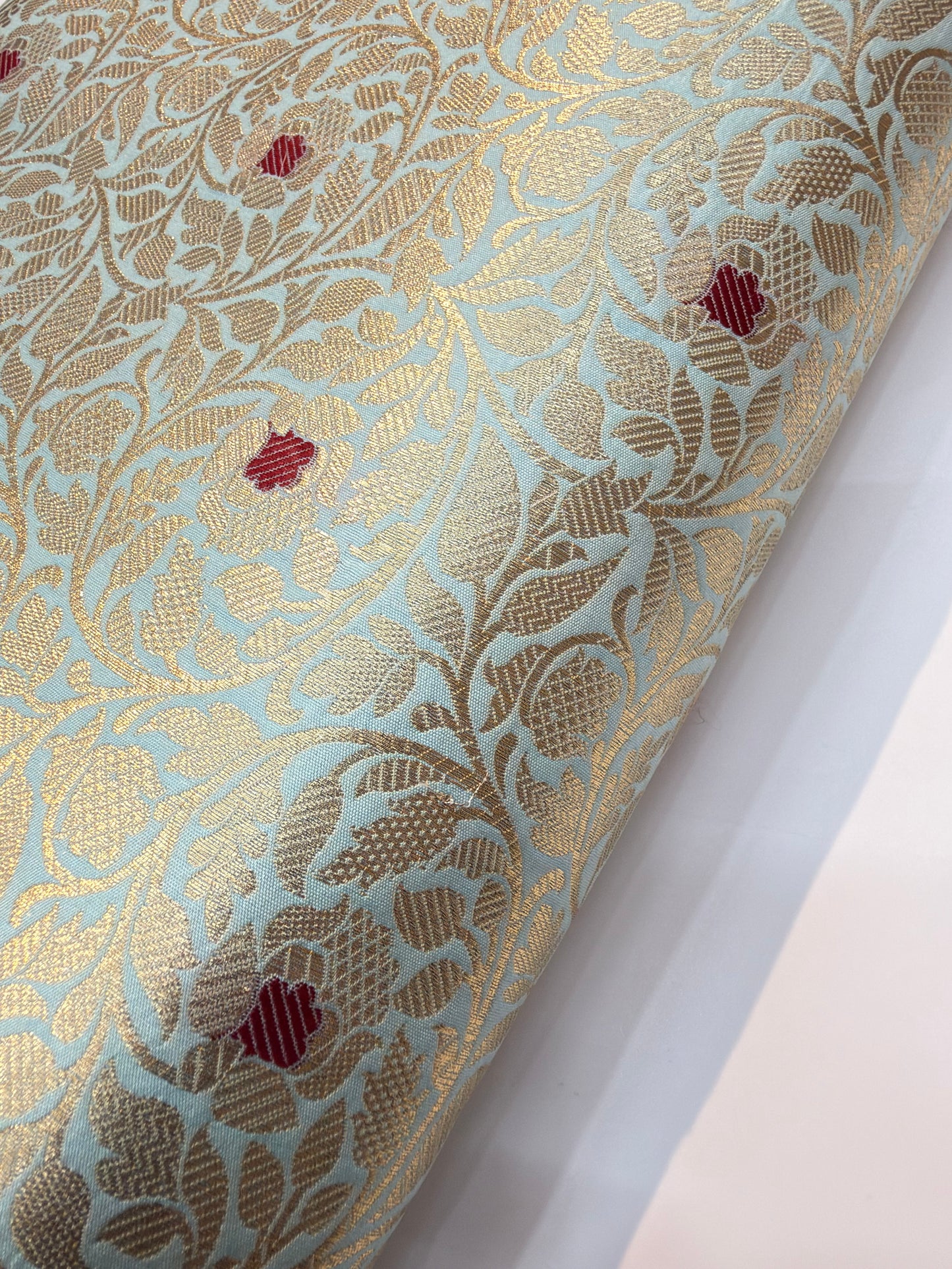 Sky Blue Colour Blended Brocade Fabrics