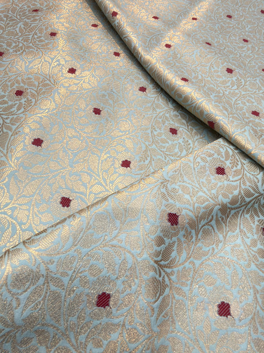 Sky Blue Colour Blended Brocade Fabrics