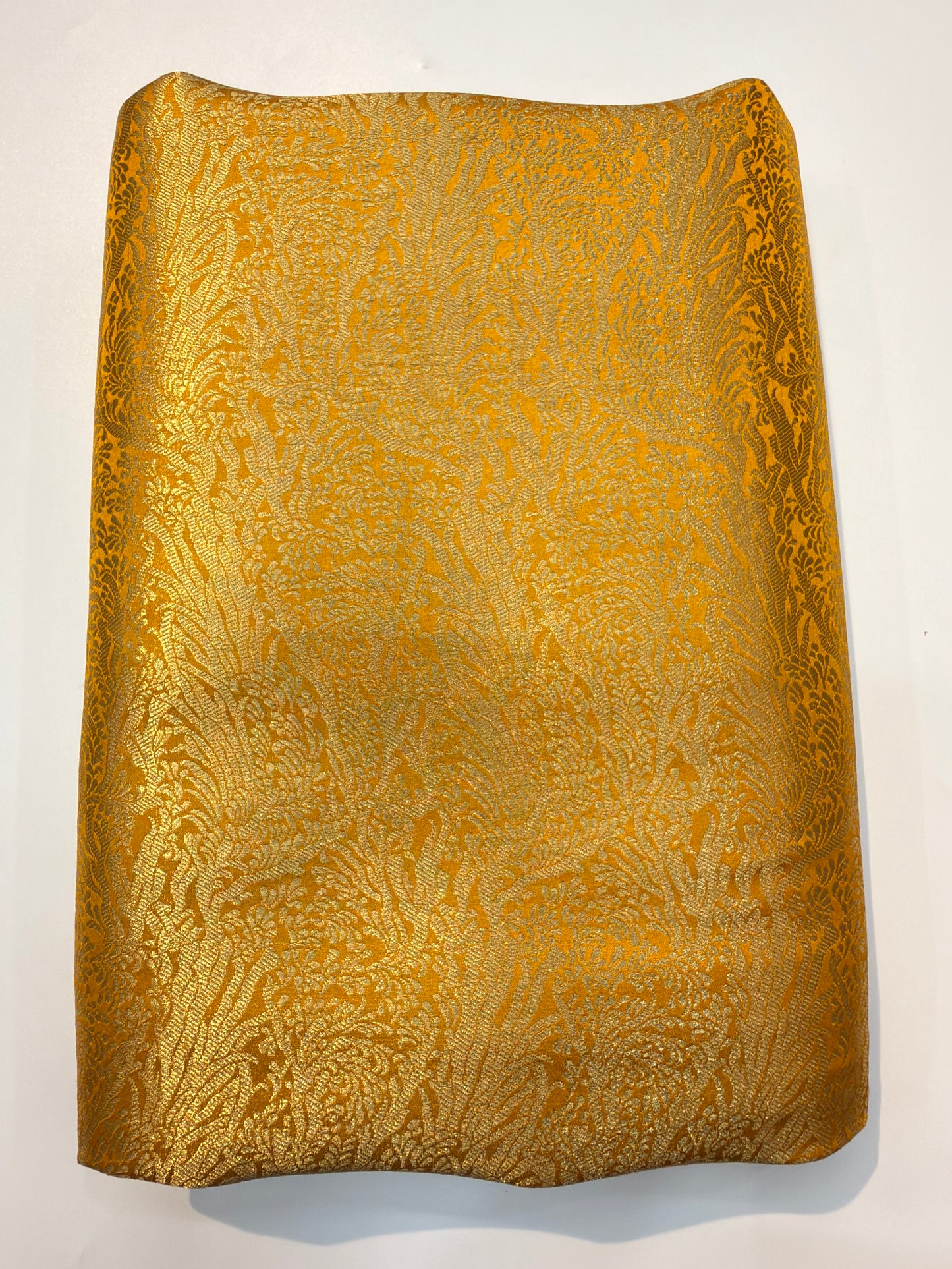 Yellow Colour Blended Brocade Fabrics