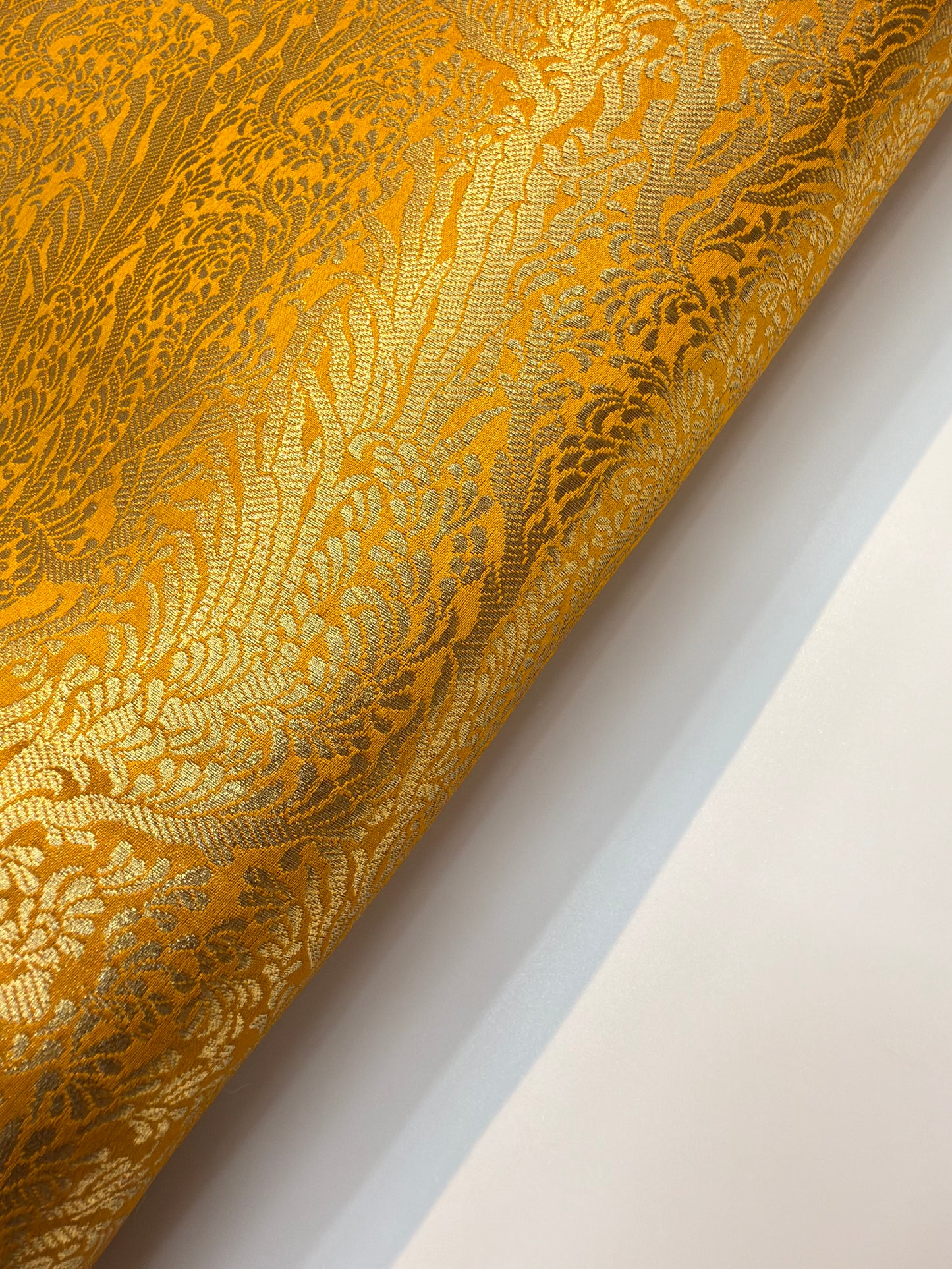 Yellow Colour Blended Brocade Fabrics