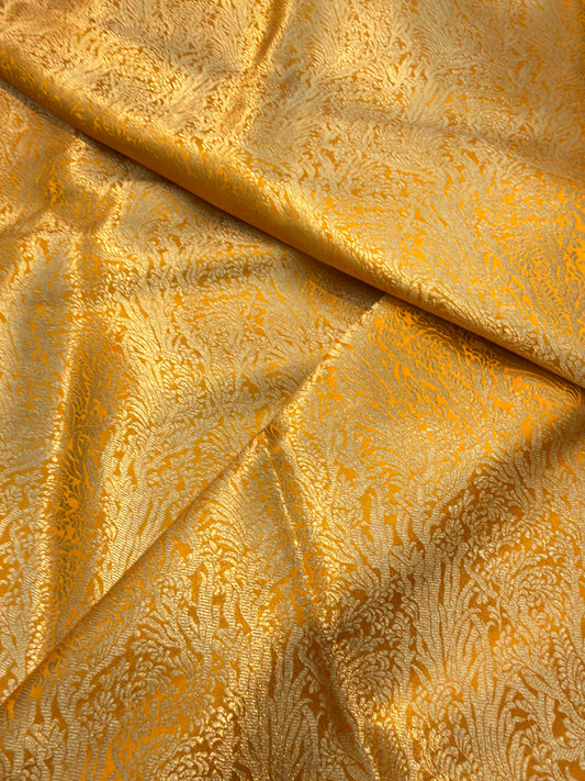 Yellow Colour Blended Brocade Fabrics
