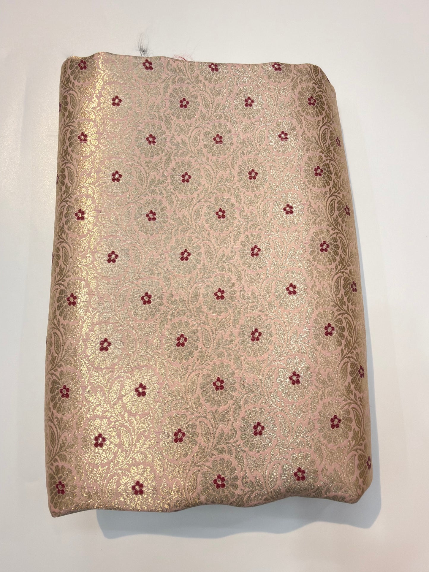 Baby Pink Colour Blended Brocade Fabrics