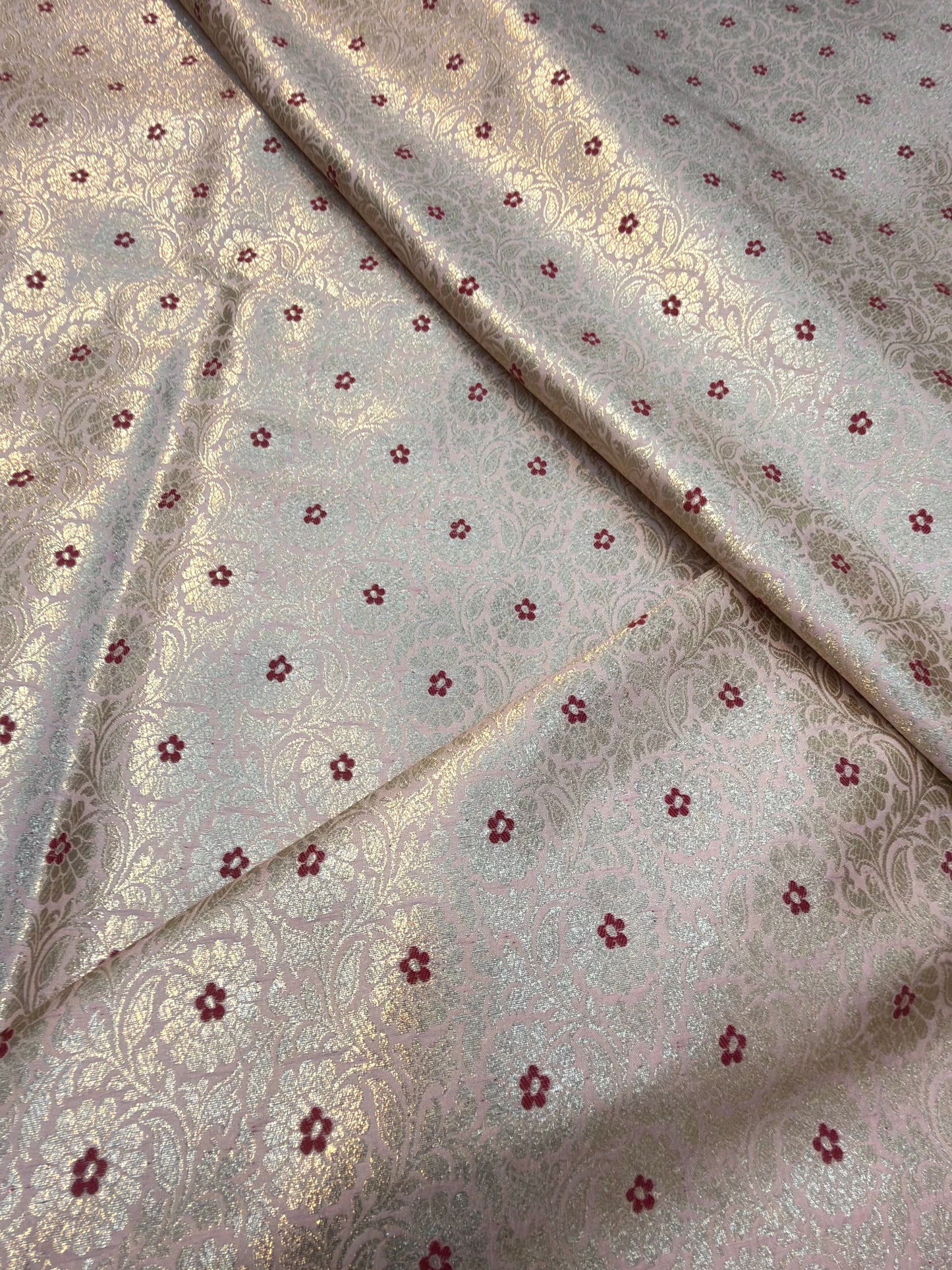 Baby Pink Colour Blended Brocade Fabrics