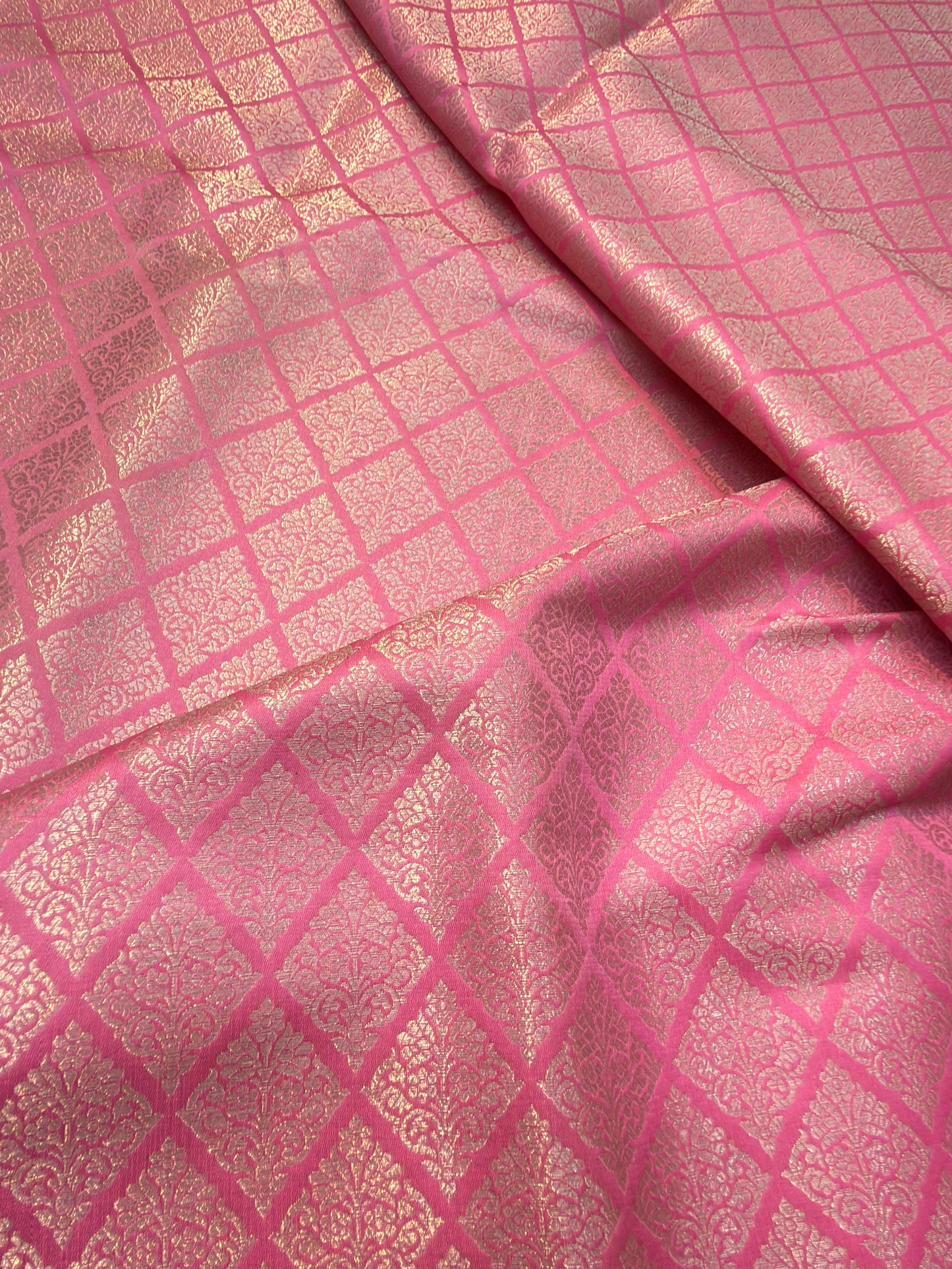 Baby Pink Colour Blended Brocade Fabrics