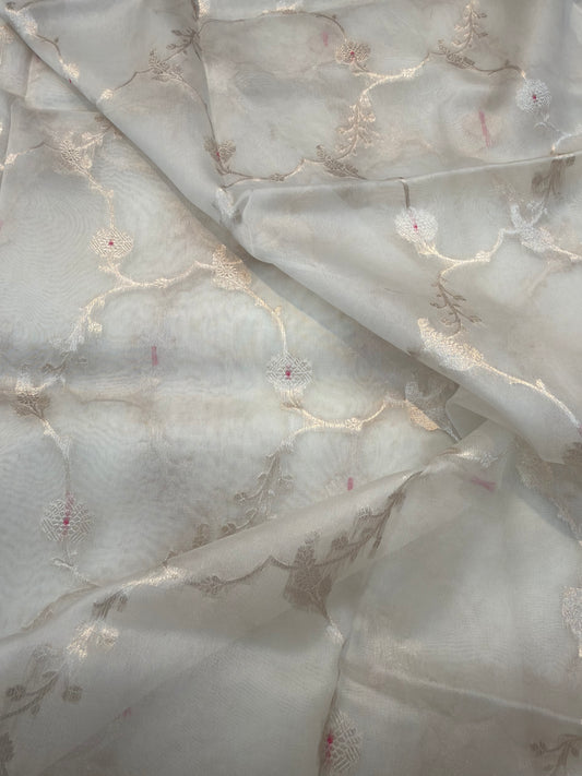 White Colour Pure Organza Silk Fabrics