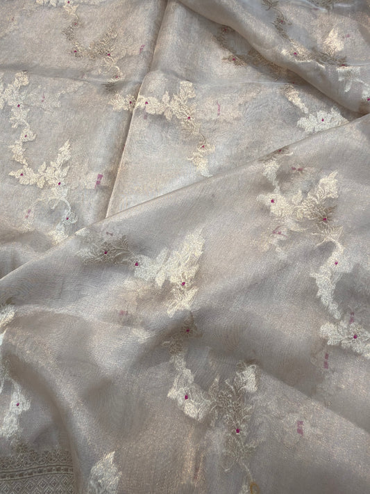 Pure Tissue Silk Alfi Meena Jaal Fabric