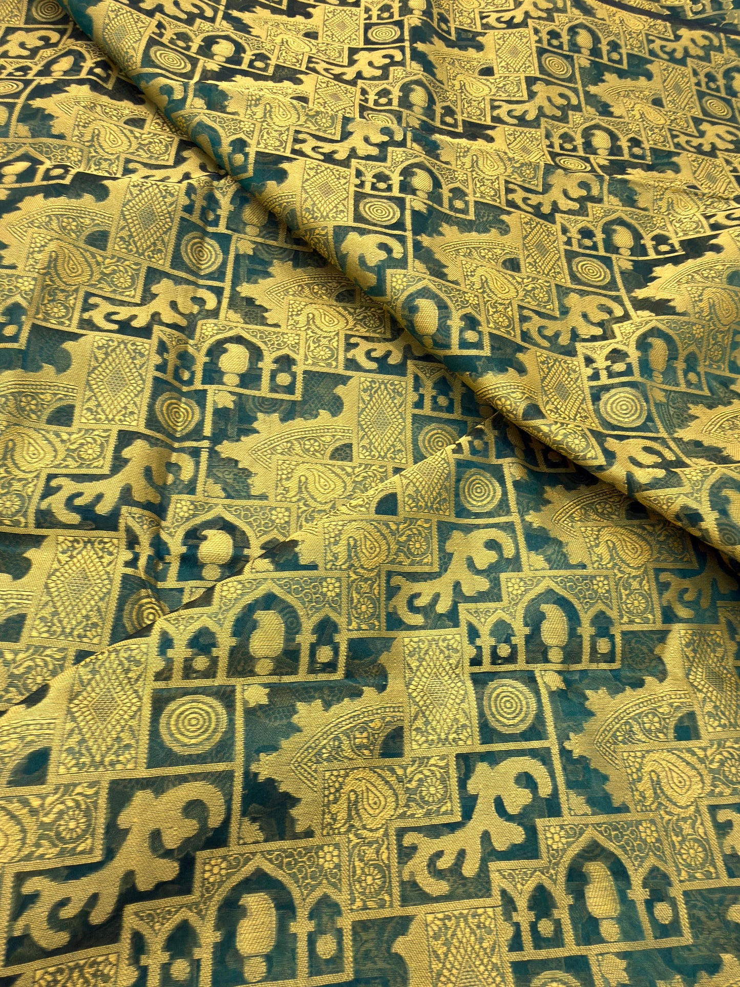 Bottle Green Colour Chanderi Silk Fabrics