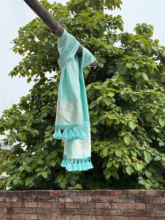 HANDWOVEN SKY BLUE COLOR DUPATTA