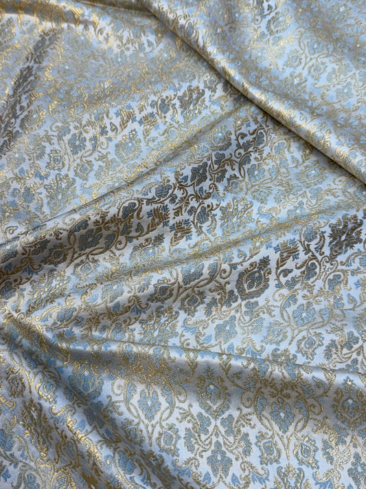 Sky Blue Color Banarasi Brocade Fabrics