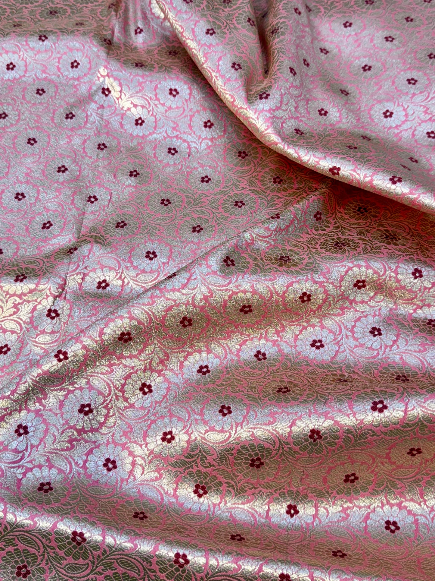 Pink Color Blended Brocade Fabrics