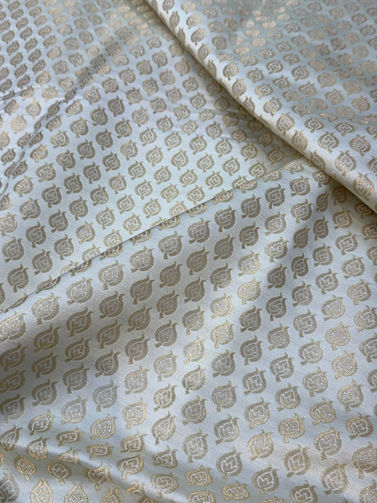 White Color Blended Brocade Fabric
