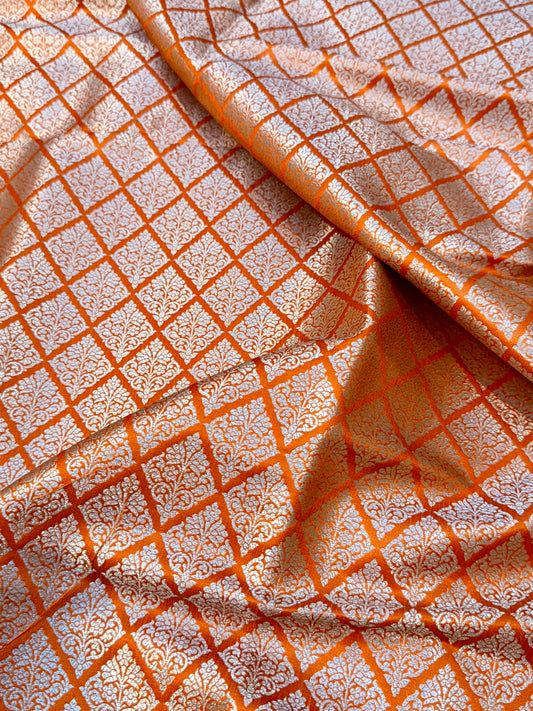 Orange Color Blended Brocade Fabric