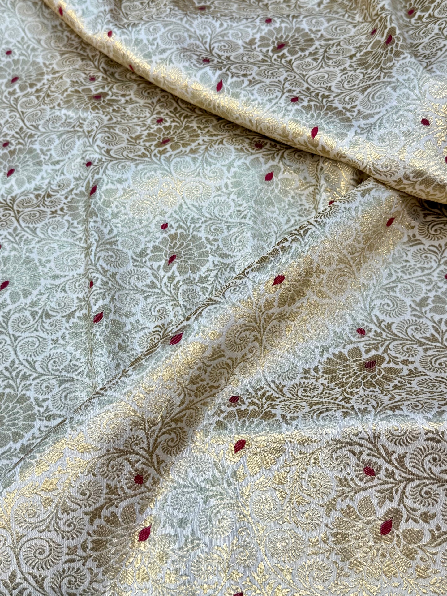 Ivory Color Blended Brocade Fabrics
