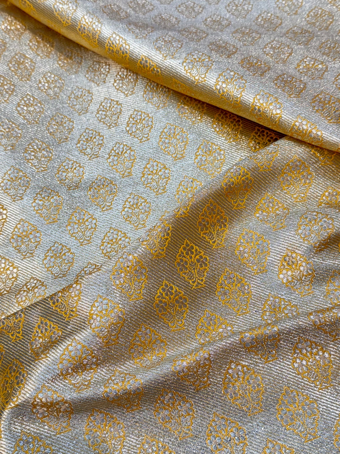 Yellow Color Blended Brocade Fabric