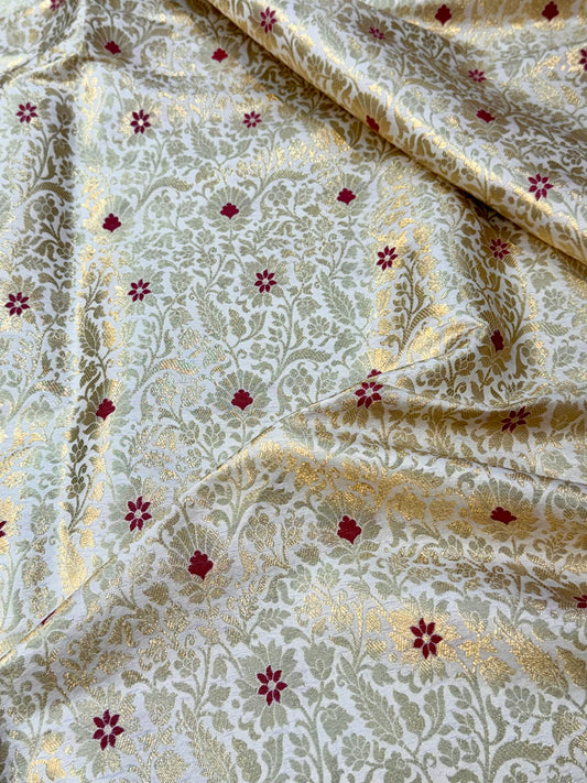 Ivory Color Banarasi Brocade Fabrics
