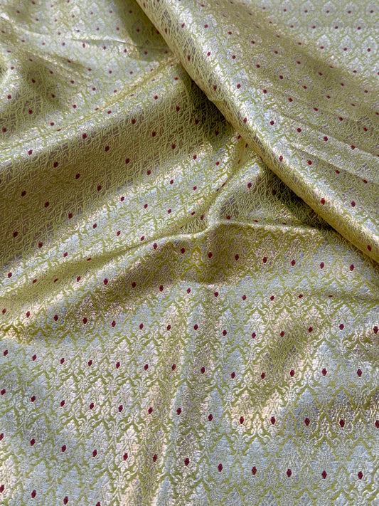 Sea Green Color Blended Brocade Fabric