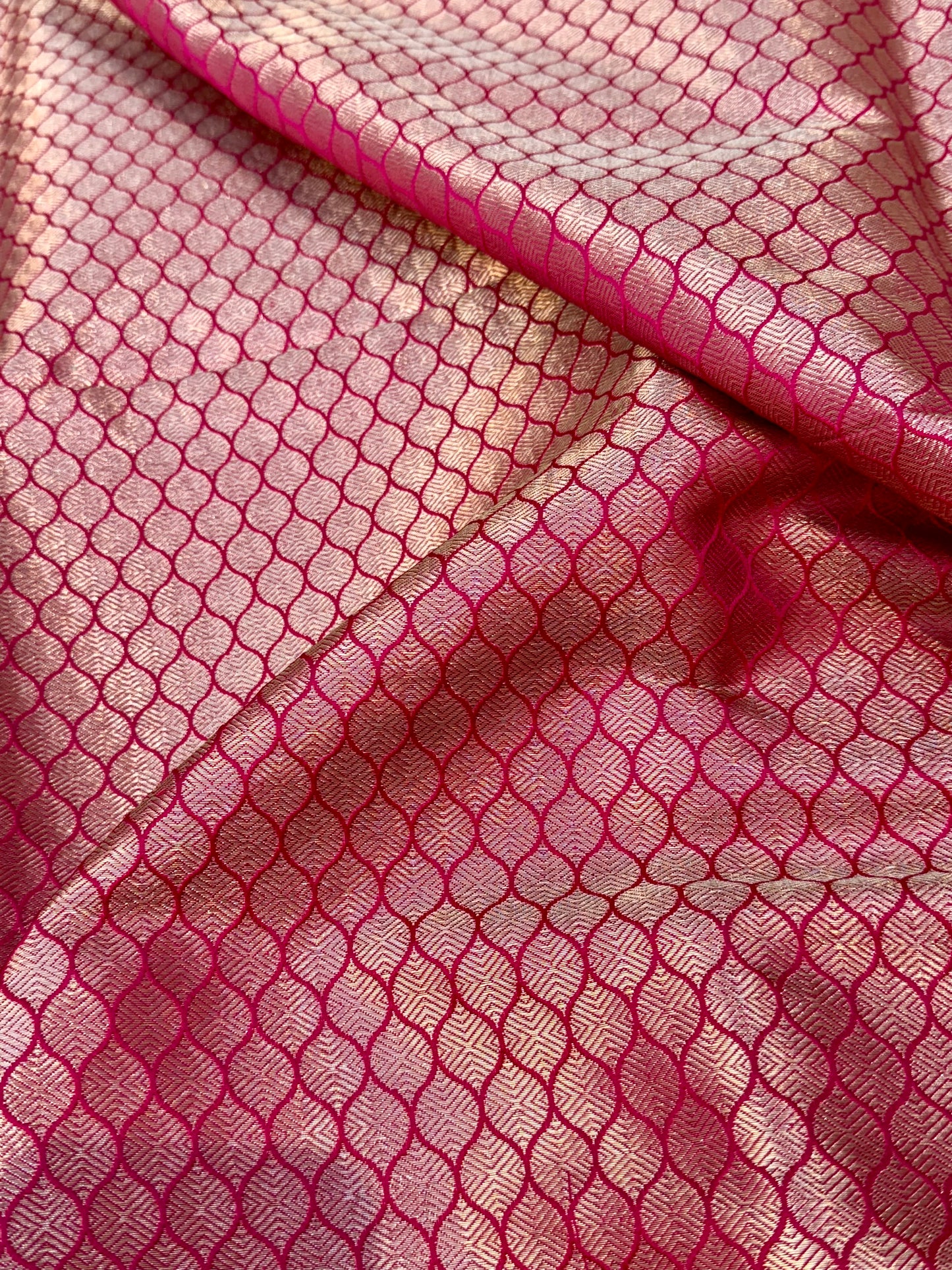 Rani Pink Color Blended Brocade Fabrics