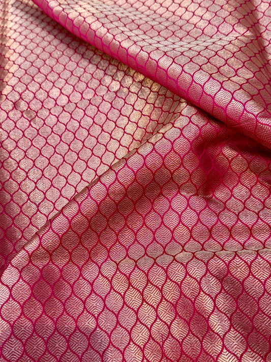 Rani Pink Color Blended Brocade Fabrics