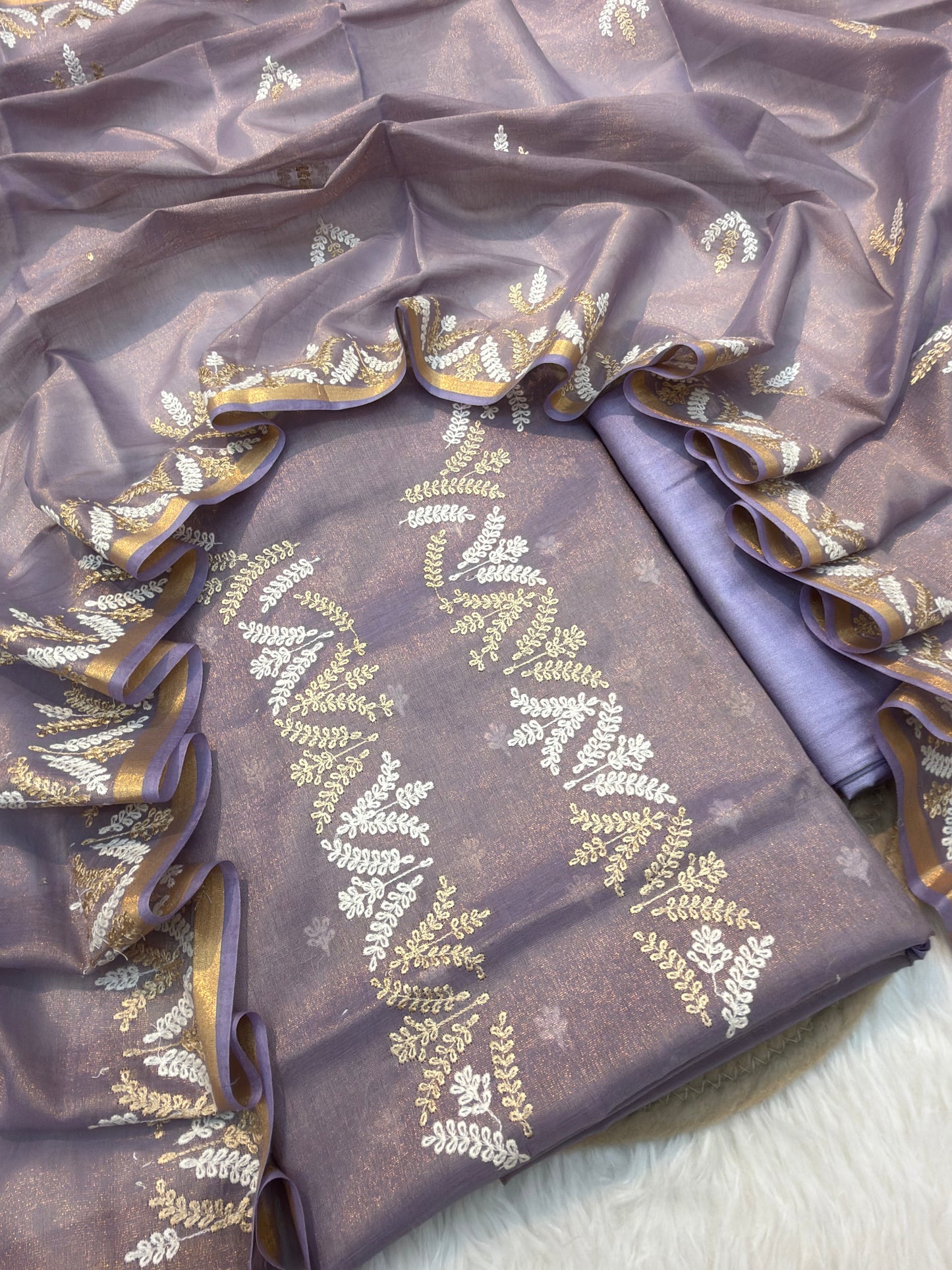 Purple Colour Tissue Silk Suit Set