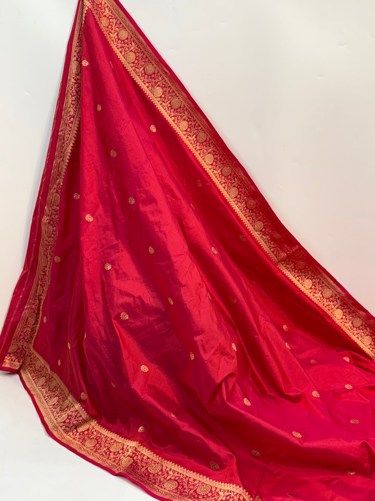 Handwoven Fuchia Pink Color Katan Suit Set