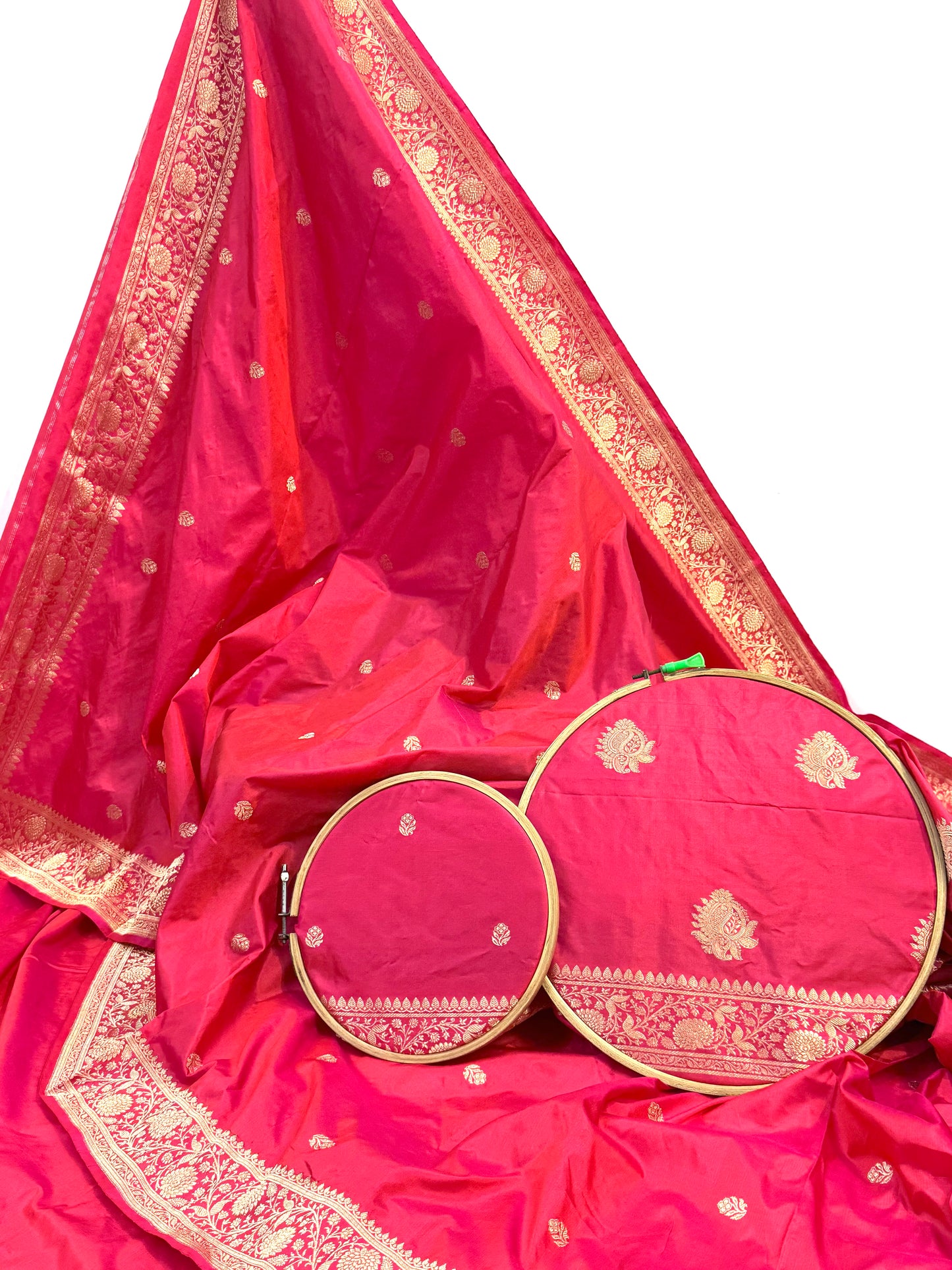 Handwoven Fuchia Pink Color Katan Suit Set